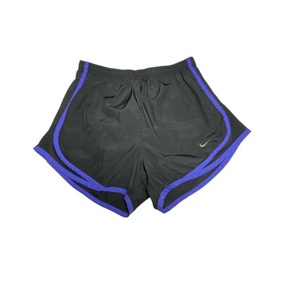 Nike Dri Fit Tempo Lined Running Shorts Black Purple Trim Womens Size Small - Picture 1 of 13